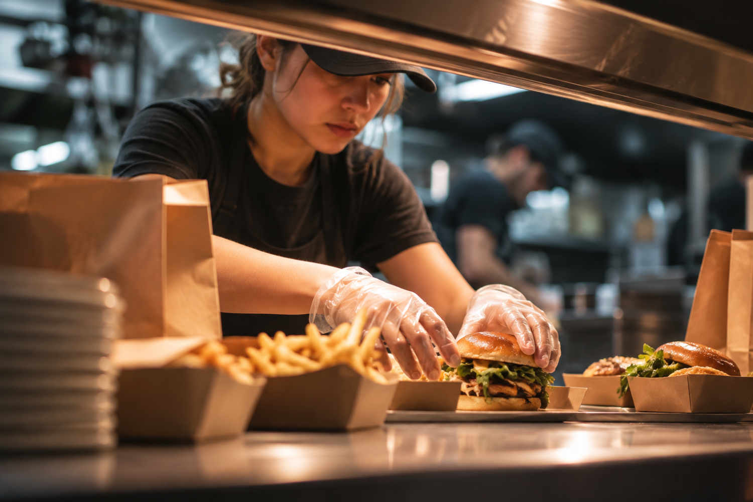 A cook working the line during service