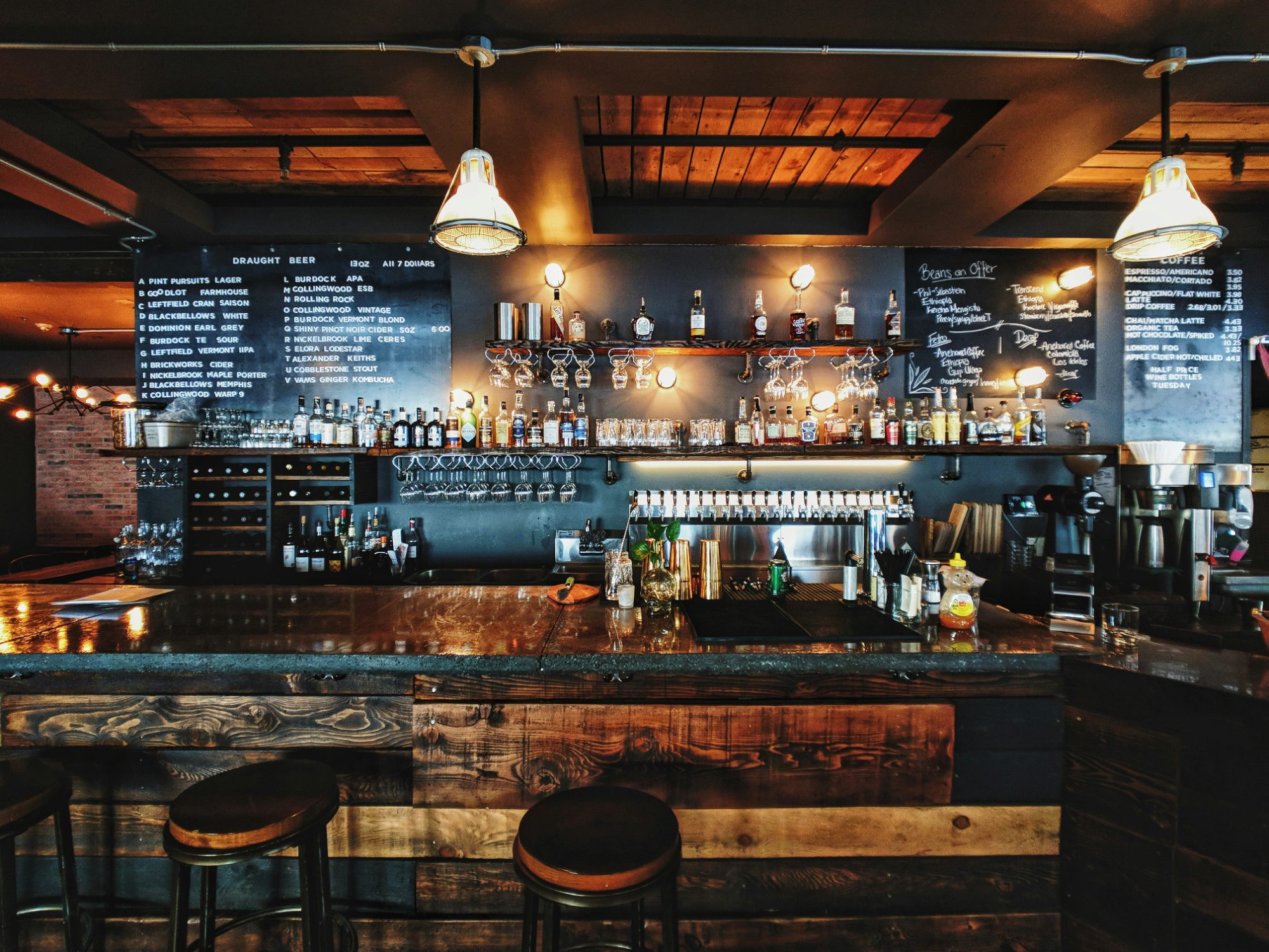 A full-service dining room and bar